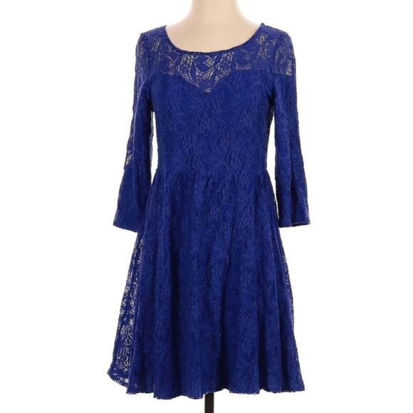 Free People Shake It Up Small Blue Lace Dress - Picture 2 of 11